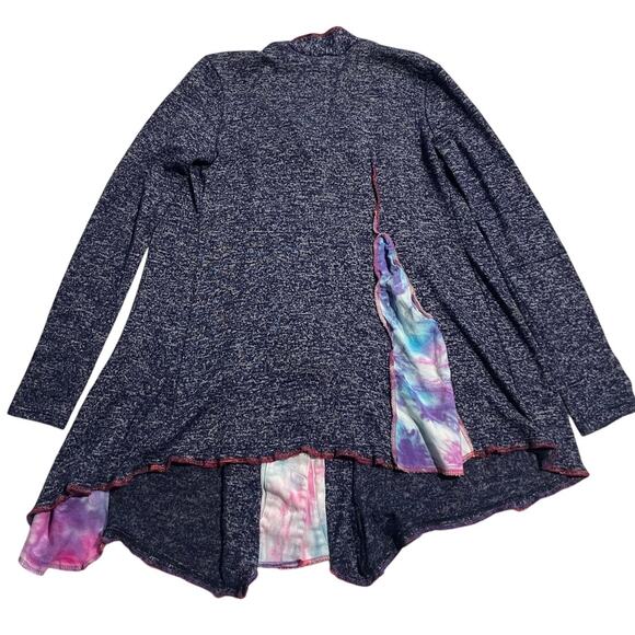 Rags 2 Riches Button Front Cardigan Upcycled Handmade Womens Large Tie Dye Blue - Picture 7 of 9